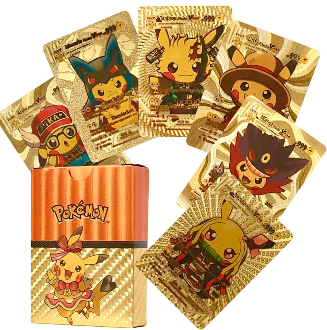 Rare Set of GOLD Plated POKEMON Cards in Original Box: These are Near indestructible Plastic Cards with a Gold Finish and can only be appreciated by handling them – They are an Awesome Must have for any POKEMON Collector