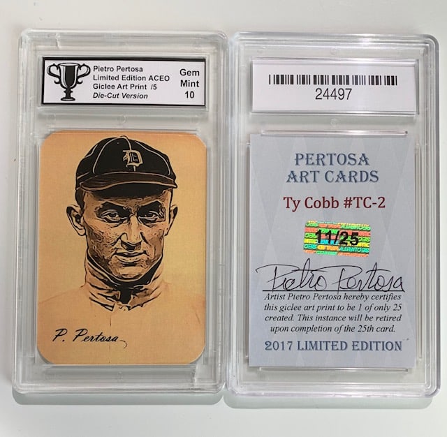 TY COBB Signed by Artist Giclee Art Baseball Card: Hand Signed & Numbered by Artist ONLY 25 Made - Gem Mint 10