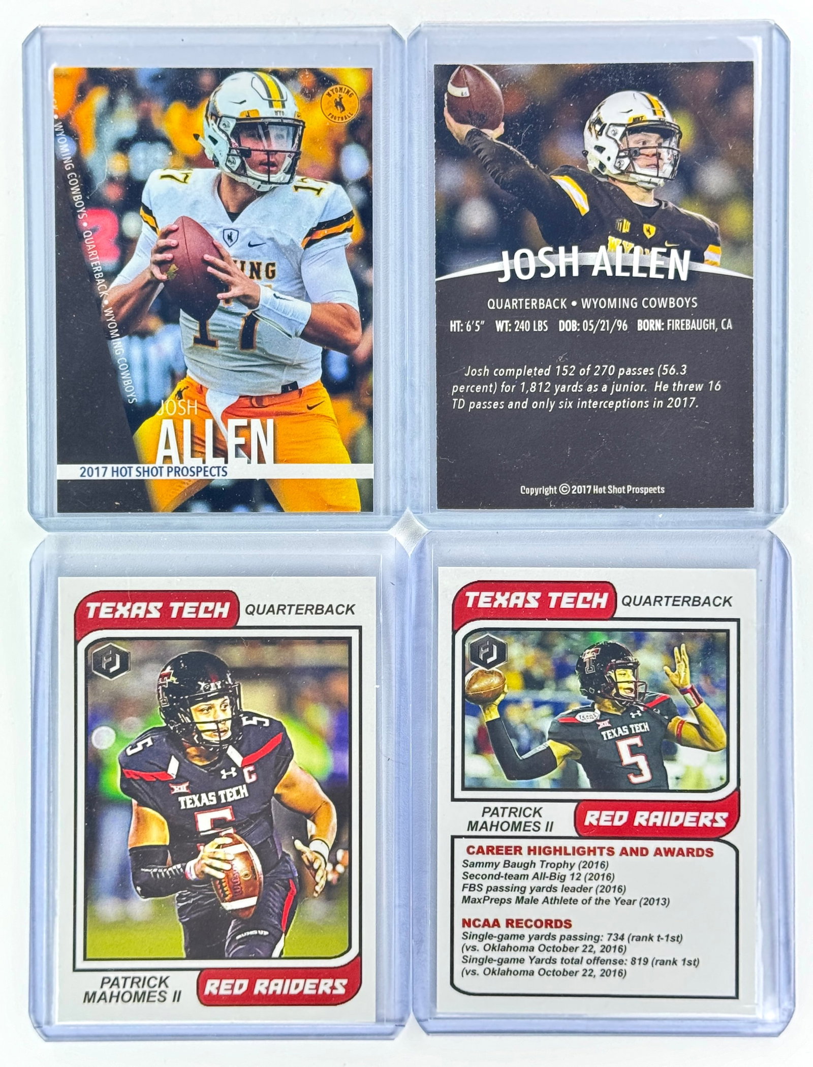 Patrick Mahomes and Josh Allen Custom Rookie Football Cards (1 of 1)