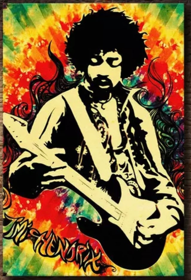 Awesome JIMI HENDRIX Canvas Art Print 16 by 24: This Canvas Art Print Measures Approximately 16 x 24 / Does Not Come Framed / Shipped out in a Mailing Tube
