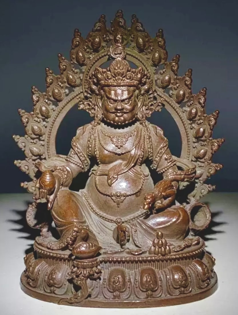 Very Old Bronze Ornate Mean Faced Buddha Statue (1 of 3)