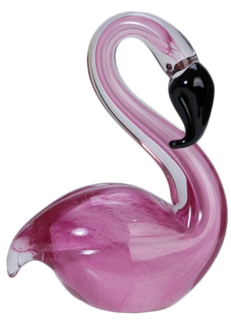 MURANO Art Glass Pink Flamingo Sculpture: Beautiful Colors – Excellent Condition