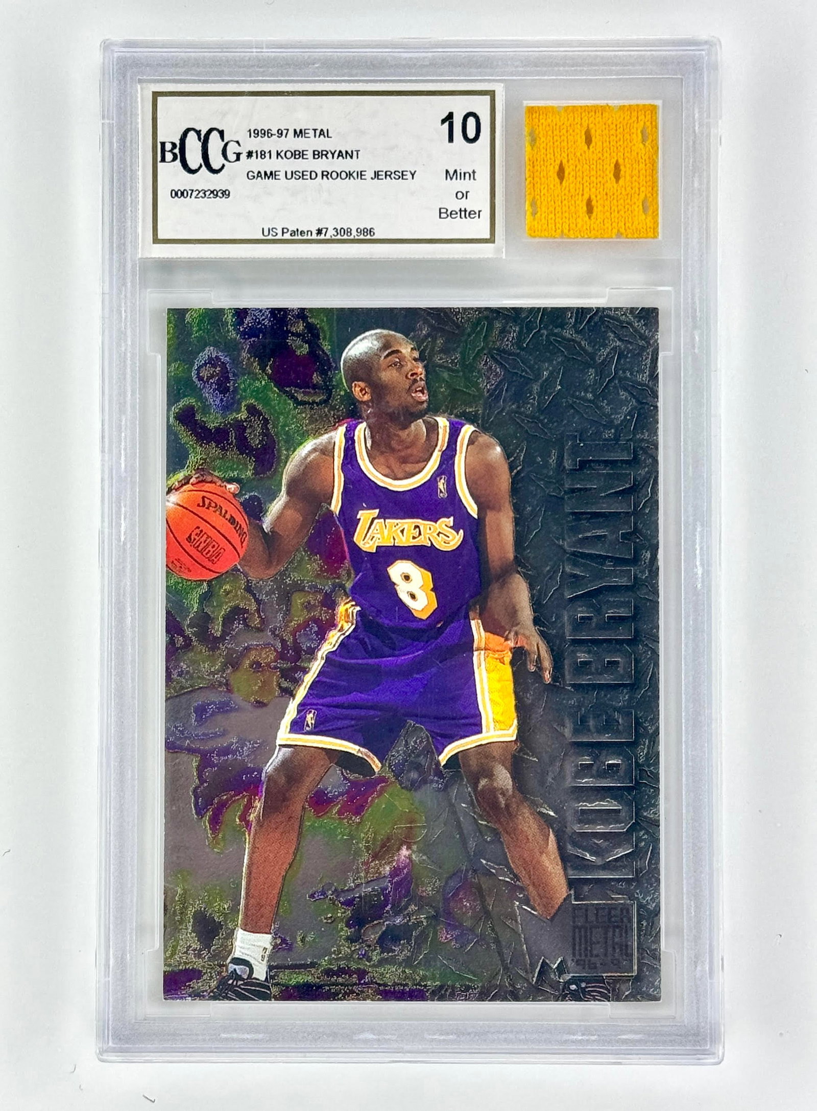 Scarce Gem 10 Kobe Bryant Rookie Game Used Jersey Rookie Basketball Card (1 of 2)
