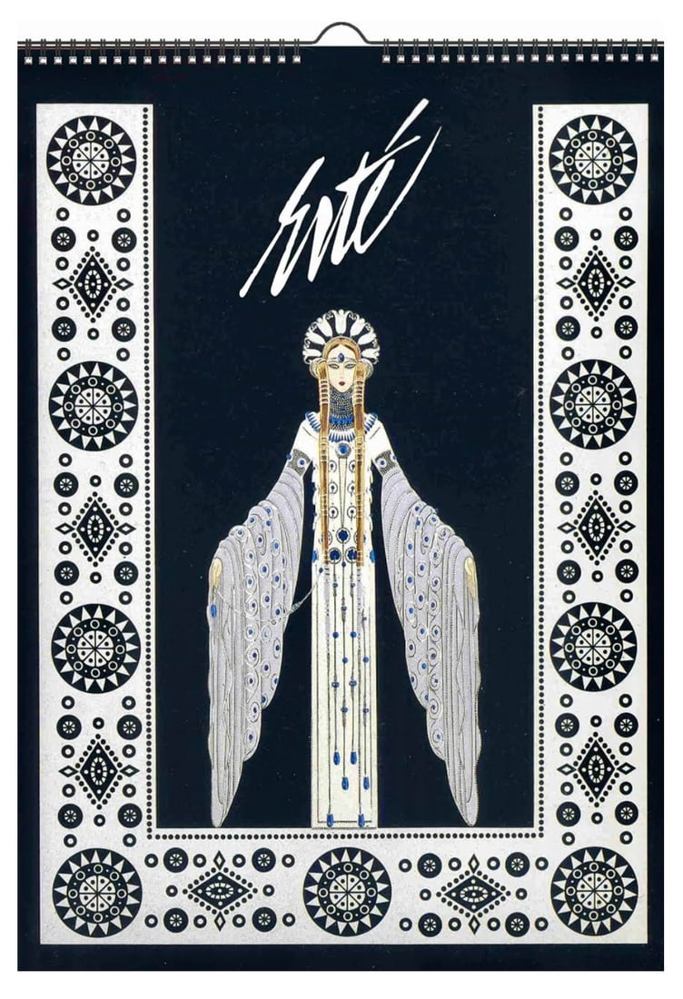 2025 ERTE 12 Page Calendar with Art Deco Illustrations: Perfect Condition - Multiple Photos Posted