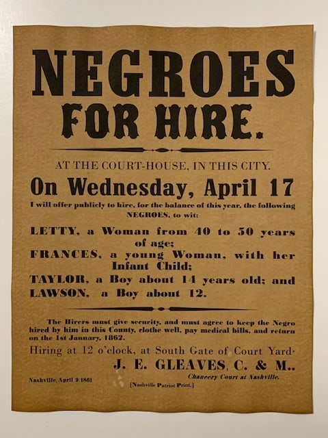 Dated Black Americana Negroes for Hire Notice Poster (1 of 1)