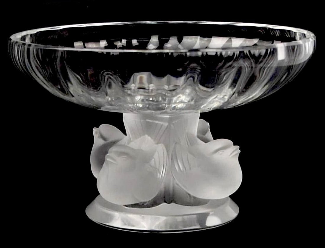 Vintage Lalique France Crystal Birds Base Centerpiece Compote (1 of 4)