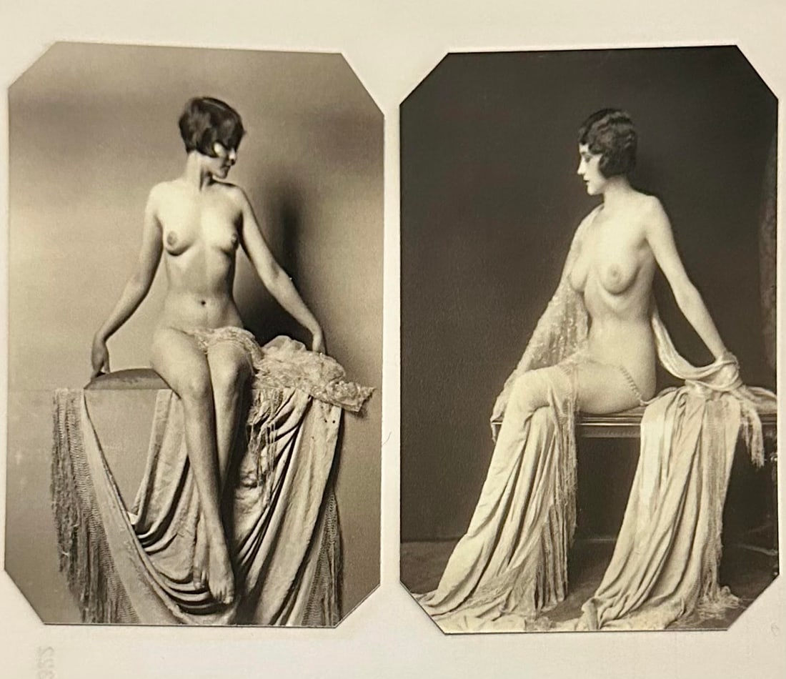 Lot of 2 Art Nouveau Risque Brothel Lineup Tin Type Photographs (1 of 1)