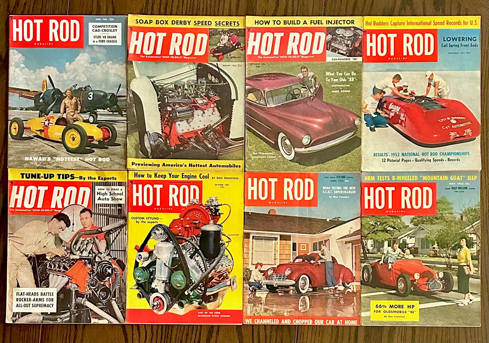 Lot of 8 Rare Original Early 1950’s HOT ROD Magazines Group B (1 of 1)