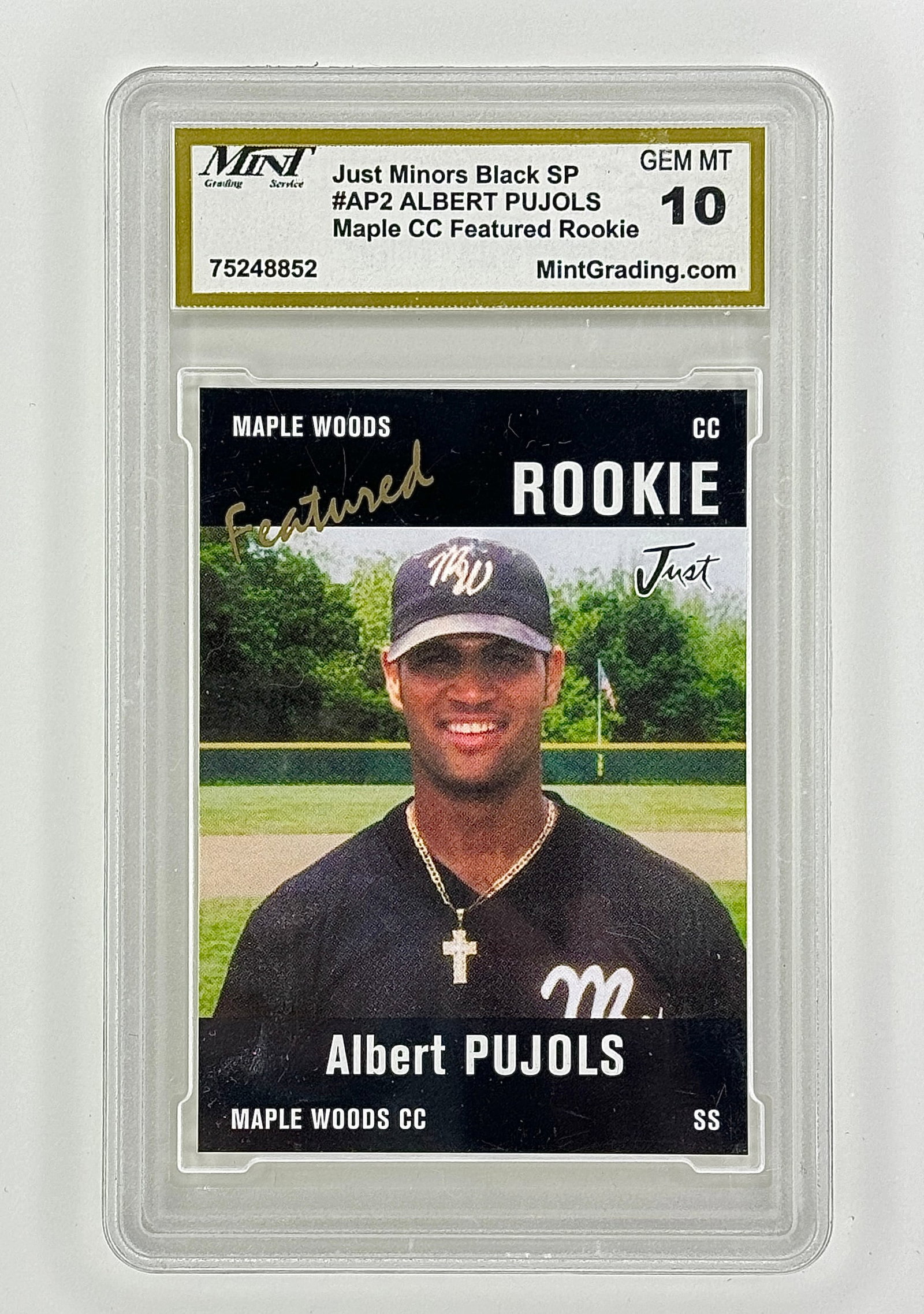 Gem Mint 10 ALBERT PUJOLS Minor League Rookie Baseball Card (1 of 2)