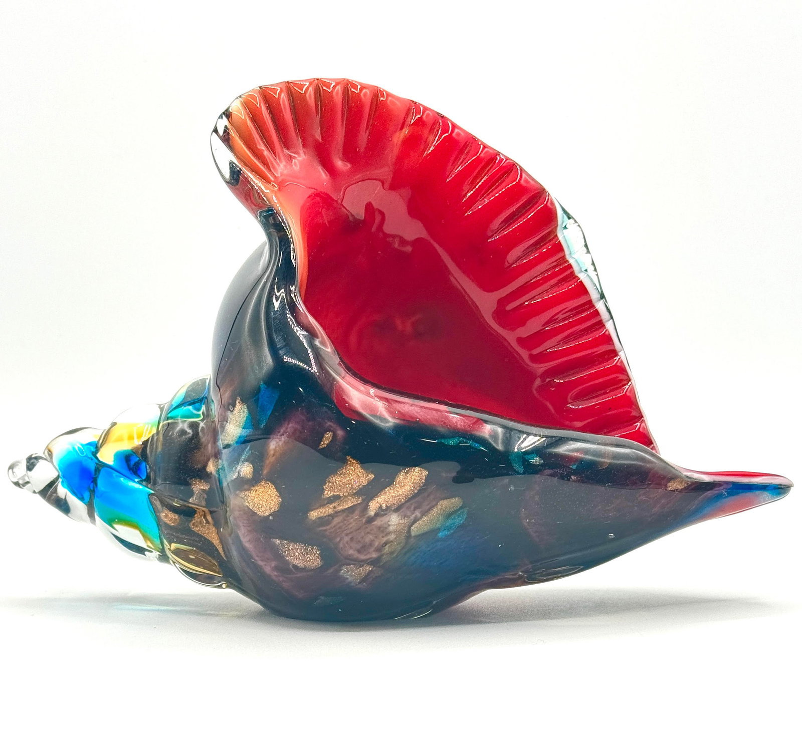 Stunning MURANO Hand Blown Art Glass Shell: Perfect Condition Approximately 8 Inches Long - Multiple Photos Posted
