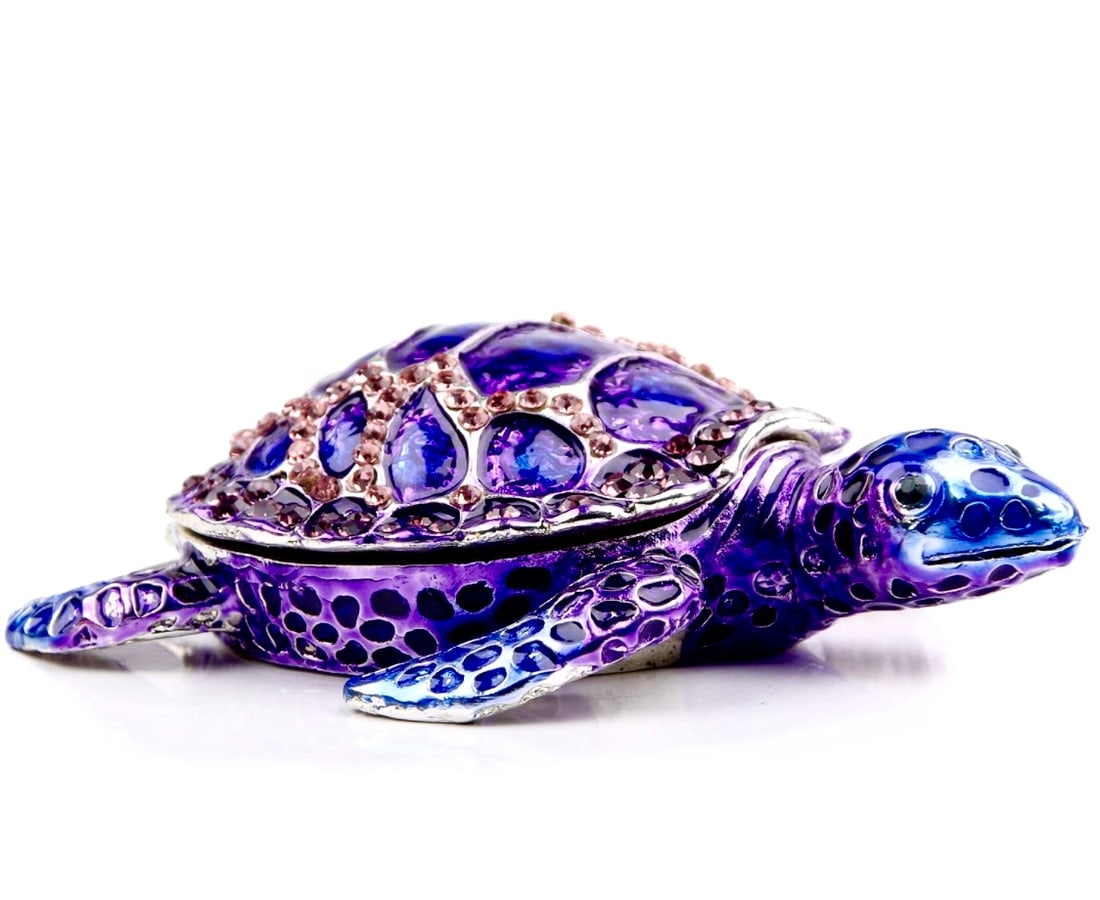 Beautiful Enameled St Petersburg Russia Turtle Trinket Box (1 of 5)