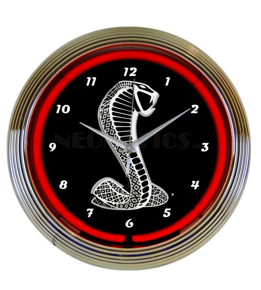 Awesome Neon FORD SHELBY COBRA Man Cave Wall Clock: Approximately 15 Inches in Diameter – Never Removed from Original Box - Condition New