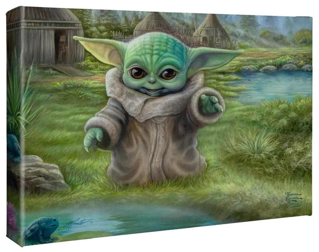 Thomas Kinkade STAR WARS Baby Yoda GROGU Canvas Art w/COA (1 of 1)