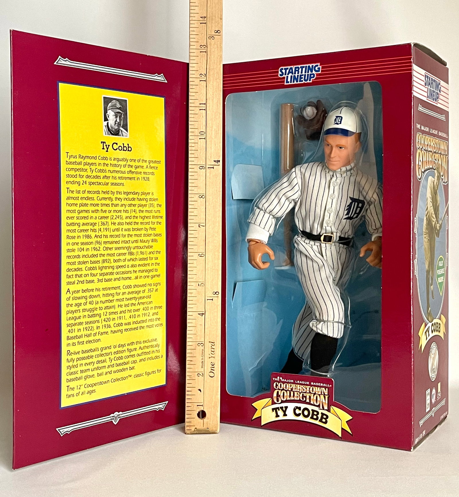 12 Inch TY COBB Cooperstown Collection Posable Figure: This 12 Inch Posable Figure of TY COBB is Still in its original box and has never been displayed – They are an Awesome Collectible distributed by Starting Lineup and are part of the Baseball Hall of