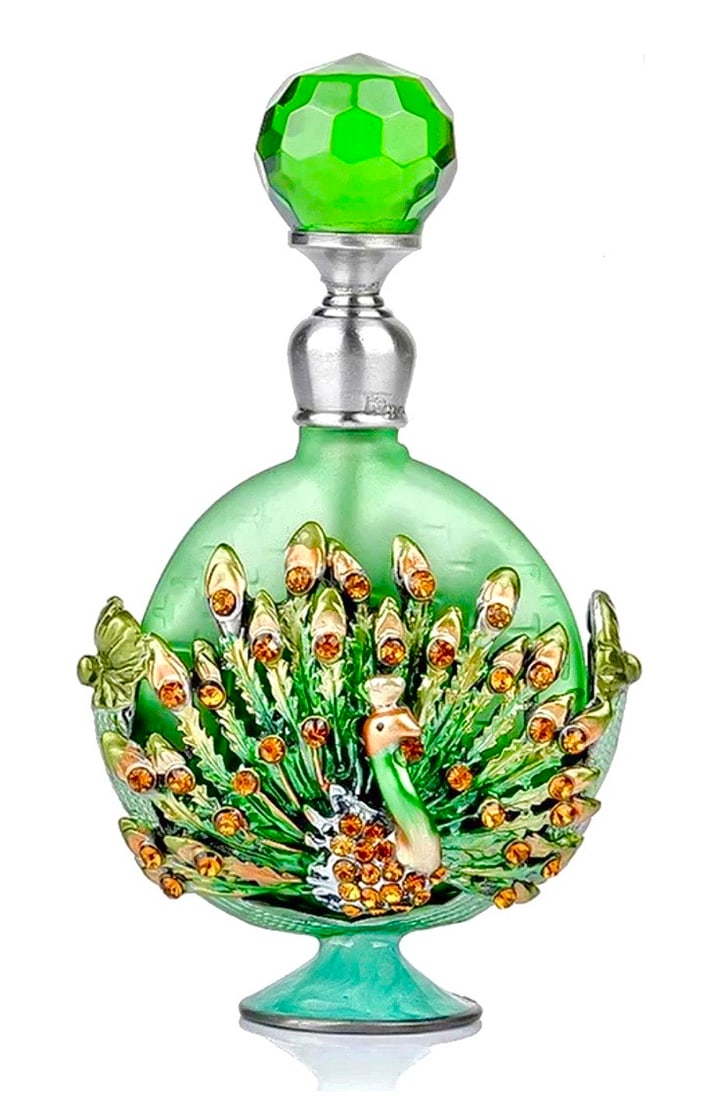 Stunning Jeweled and Enameled Perfume Bottle: Beautifully Made / Perfect Condition
