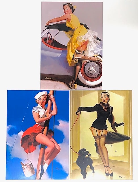 GIL ELVGREN Risque Pin-Up Girl 8x11 Print Art Lithographs: LOT OF 3 Awesome Lithographs depicting the Risque Art of GIL ELVGREN