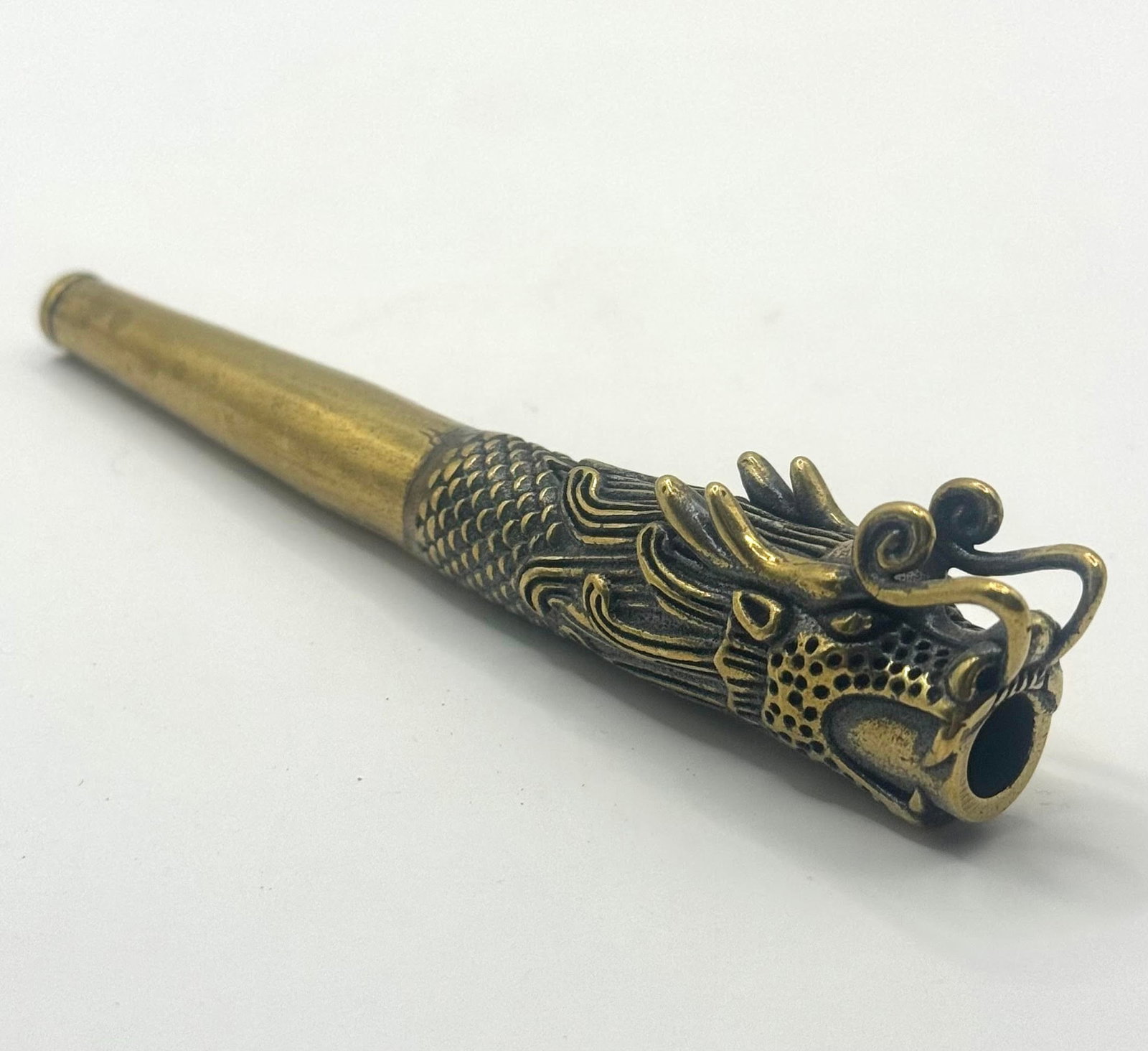 Vintage Bronze tone Embossed Dragon Cigarette Holder: Great Looking Piece – Multiple Photos Posted