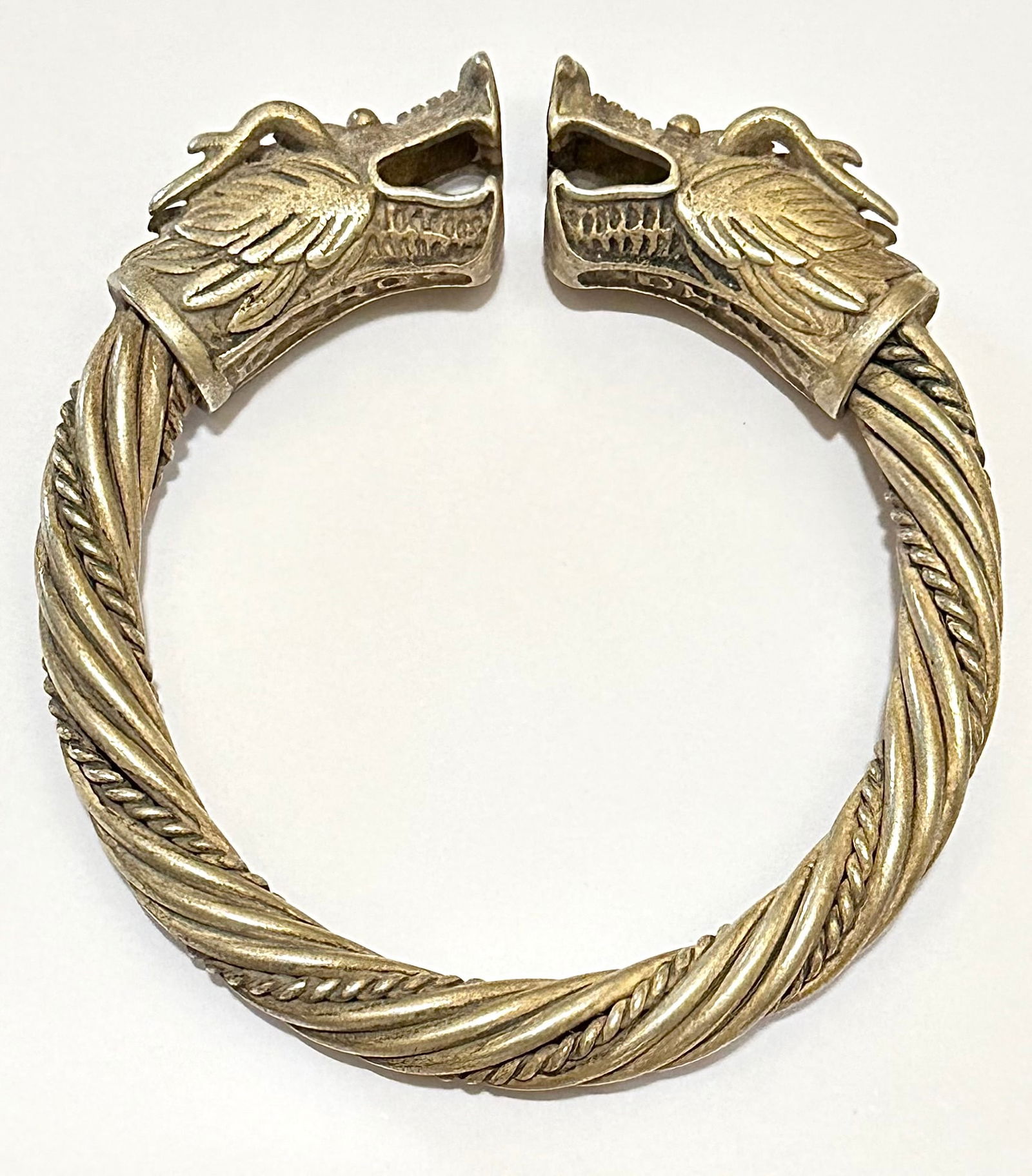 Awesome Tibetan Silver Old Handmade DRAGON Mens Bracelet (1 of 4)