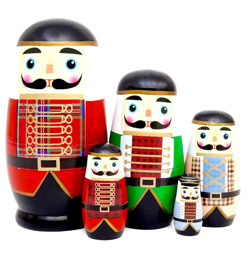 5 Piece Nutcracker Christmas Russian Matryoshka Nesting Dolls (1 of 3)