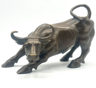 Awesome Signed MILO Wall Steet Bull Bronze Sculpture