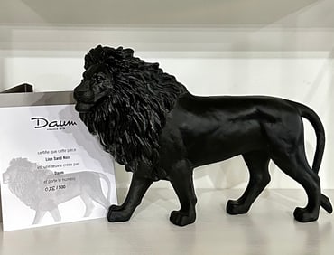 Scarce LTD Edition 28/500 DAUM France Pate de Verre Black Crystal SAND LION