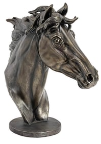 Awesome Bronze Tone Majestic Stallion Horse Bust Sculpture