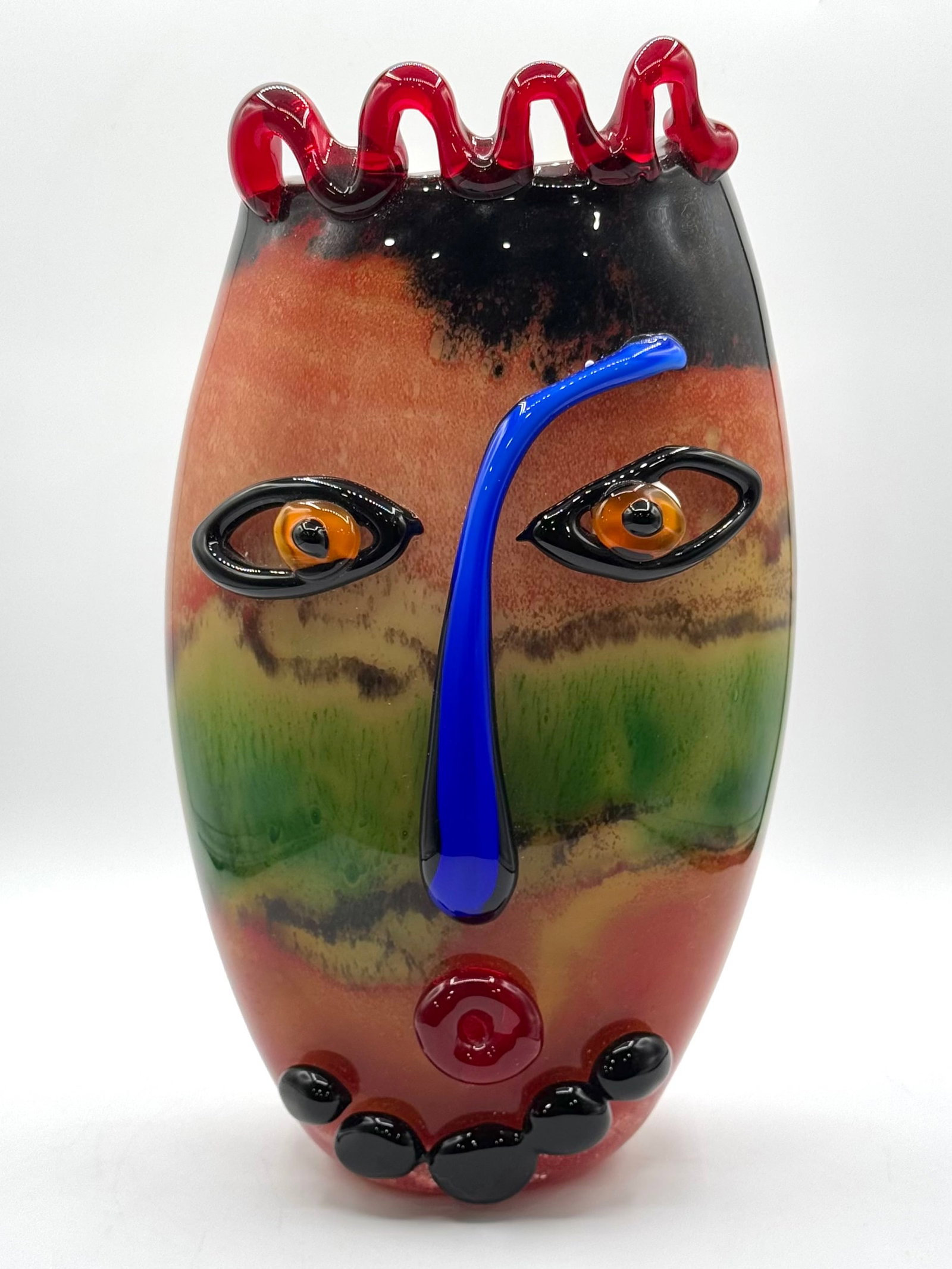 Gorgeous Picasso Inspired 13 inch Tall MURANO Art Glass Vase: Stunning Condition - Approximately 13 inches Tall and Nearly 9 pounds. Multiple Photos Posted
