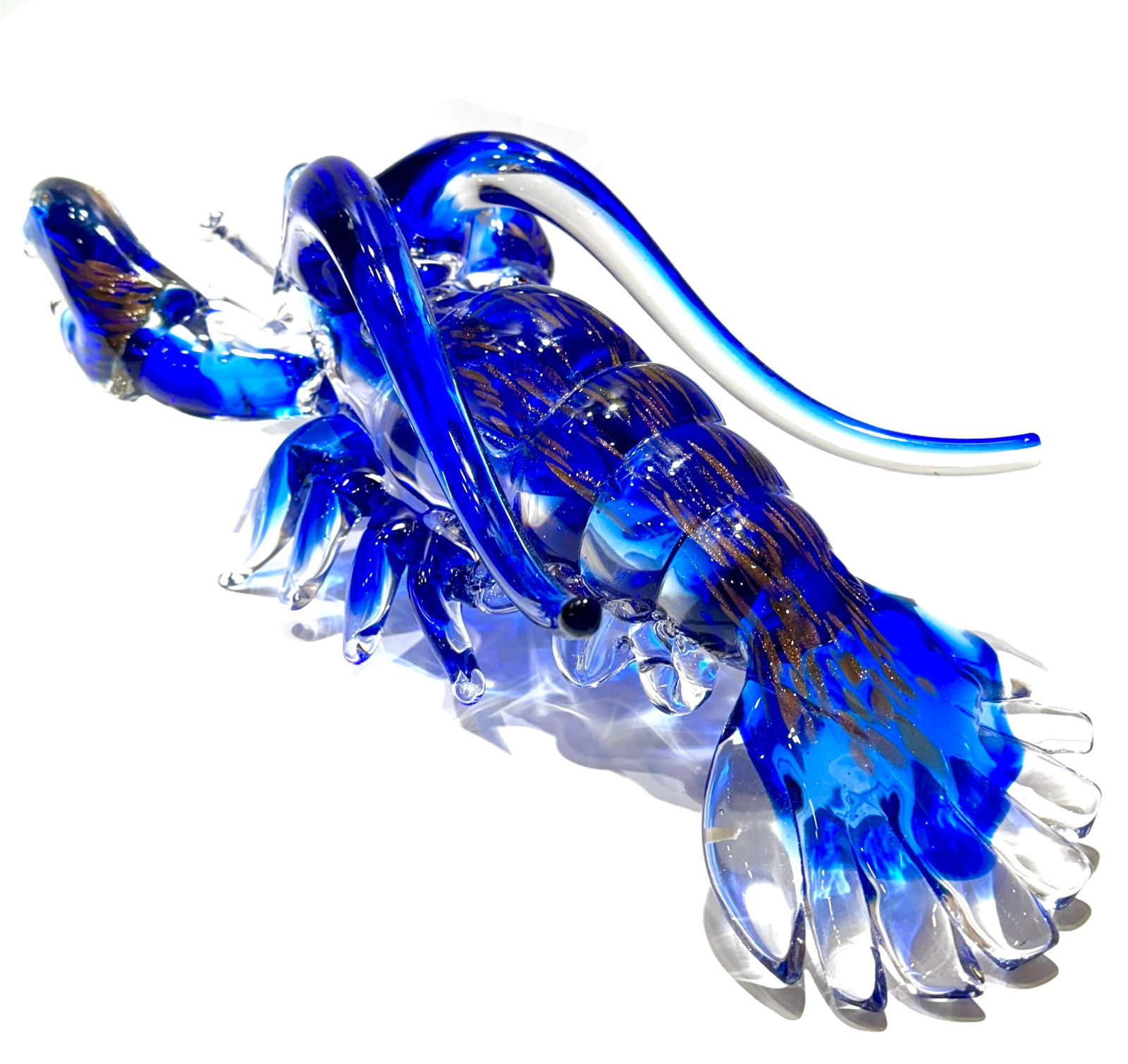 Awesome 16in Gold Spun MURANO Blown Art Glass Lobster: This is an Unbelievably Rare Gold Spun MURANO Blown Art Glass Lobster that weighs in at Nearly 11 Pounds and Measures Approximately 16 inches in Depth by 9 inches wide. It is very ornate. Multiple Pho