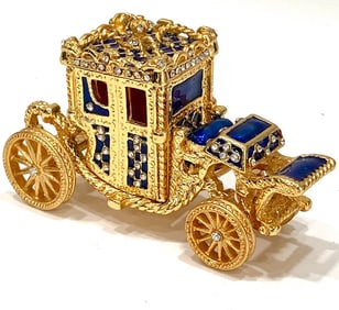 FABERGE Enameled Royal Coronation Coach Trinket Box