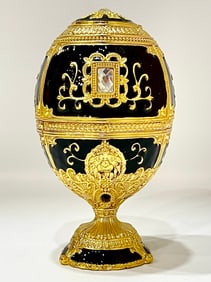 Stunning European Gemstone Inlaid Enameled Pop Up Egg