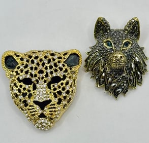 Lot of 2 Beautiful Pieces of Studded Fashion Jewelry Brooches