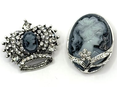 Lot of 2 Beautiful Pieces of Studded Fashion Jewelry Brooches