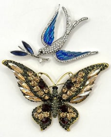 Lot of 2 Beautiful Pieces of Studded Fashion Jewelry Brooches