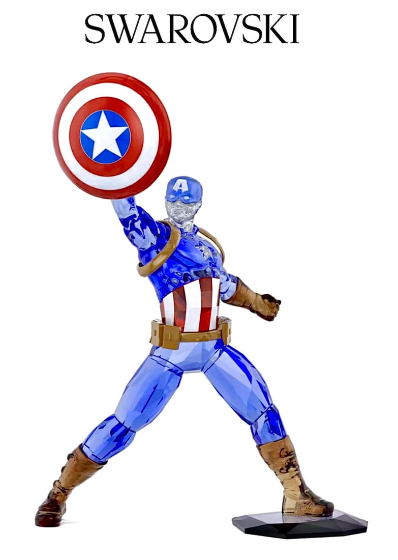 Marvel Comic Books SWAROVSKI Crystal CAPTAIN AMERICA Figurine with Box (1 of 5)