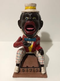 Dated 1887 Black Americana Cast Iron Trade Stimulator Coin Bank