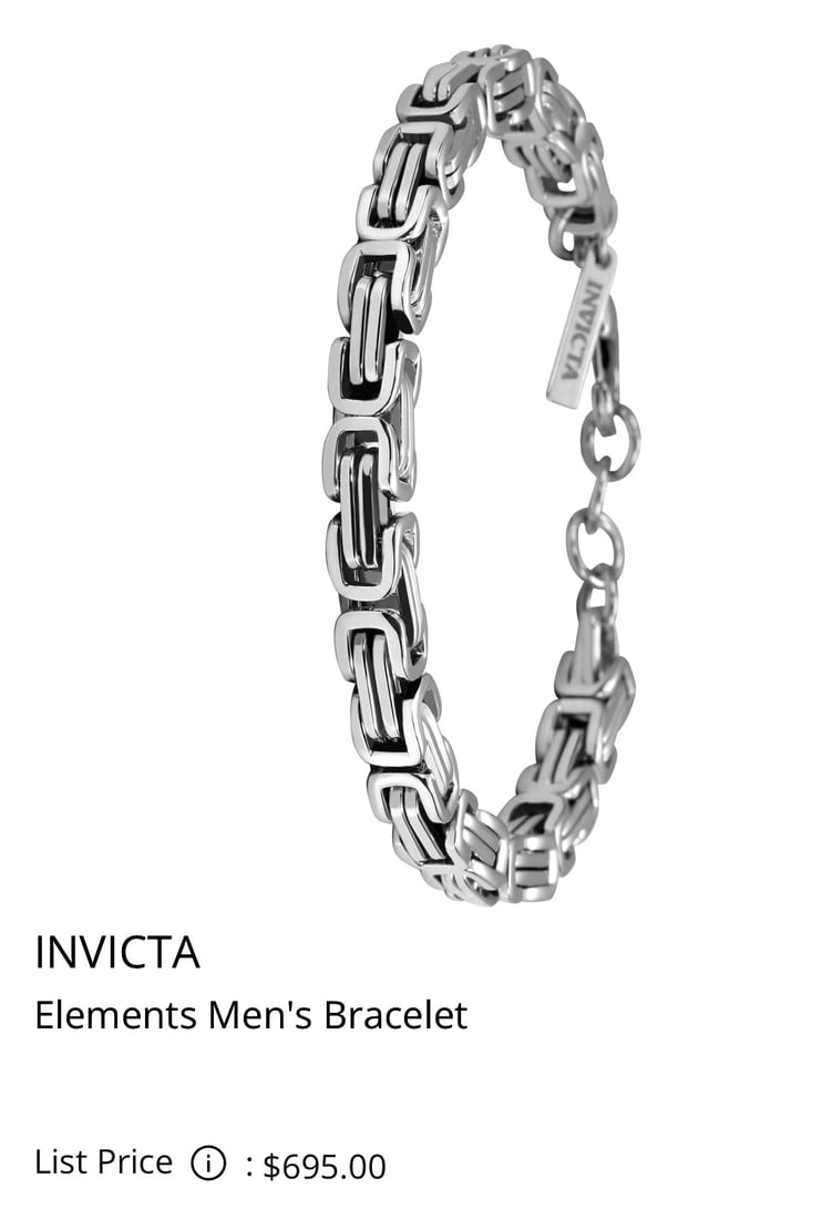 Brand New with Tags INVICTA Elements Silver tone Mens Bracelet (1 of 1)