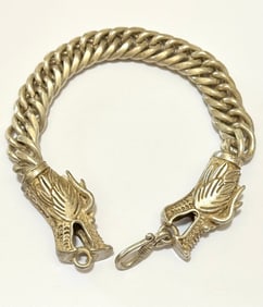 Awesome Tibetan Silver Old Handmade DRAGON Mens Bracelet