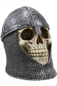 Awesome Medieval Knight Skull with Helmet and Head Coif