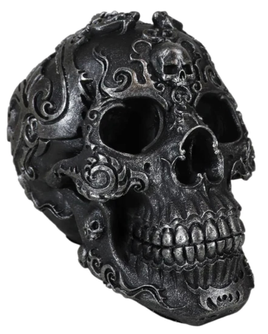 Gothic Black El Diablo Inferno Fire Tattoo Devil Dragon Skull Statue (1 of 5)