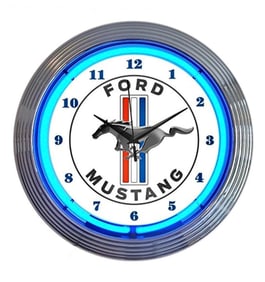 Awesome NIB Working Neon FORD MUSTANG Man Cave Wall Clock