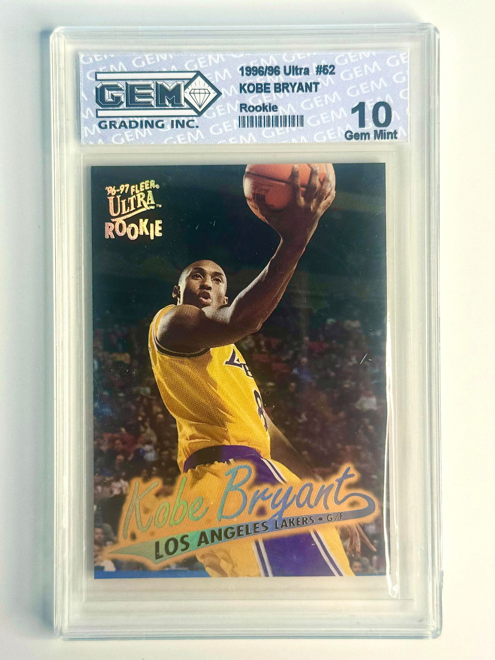 1996 Fleer Ultra Gem 10 KOBE BRYANT Rookie Basketball Card (1 of 2)