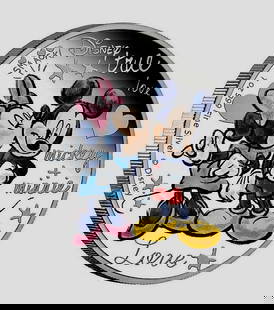 Walt Disney MICKEY & MINNIE 1oz Clad Silver Coin: Encapsulated / Collectible Novelty Disney Item / This Coin Does Not contain any Precious Metal Value / This is a Silver Plated Novelty Coin