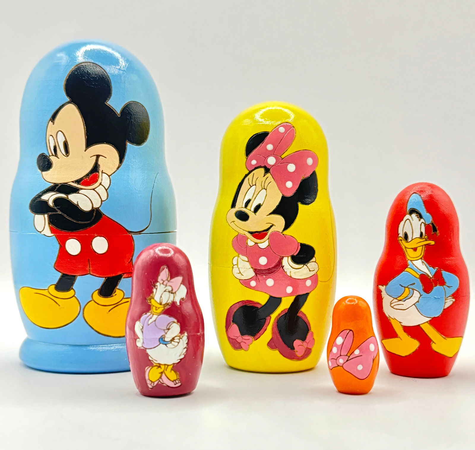 Disney Mickey Mouse and Friends Russian Matryoshka Nesting Dolls: Beautiful Condition