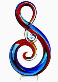 Beautiful 14 Inch tall Multi Colored MURANO Art Glass Music Note