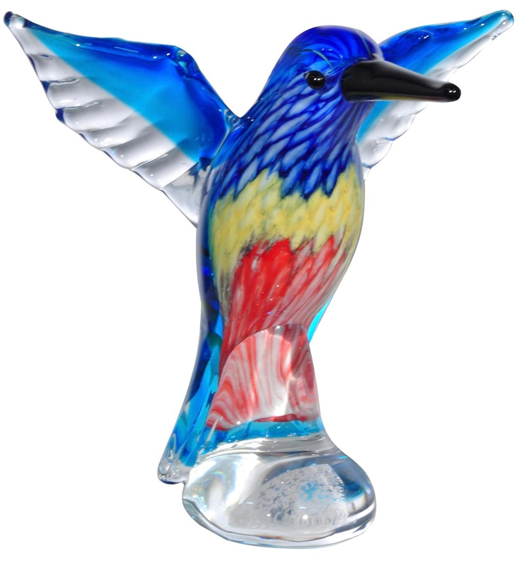 Gorgeous MURANO Art Glass Multi Color Hummingbird Figurine: Approximate Measurements are 9“ Tall by 8.5” Wide – Multiple Photos Posted