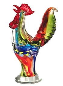 Gorgeous Hand Blown Multi Color MURANO style Art Glass Rooster