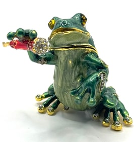Awesome Russian Enameled & Studded Singing FROG