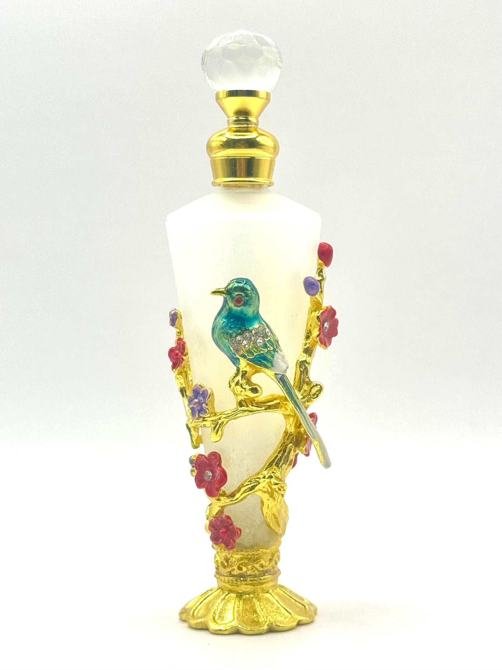 Stunning Jeweled and Enameled Perfume Bottle: Beautifully Made / Perfect Condition