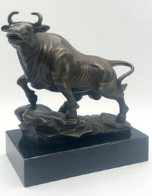 Large Miguel Lopez Signed MILO The Monarch Bronze Bull Sculpture