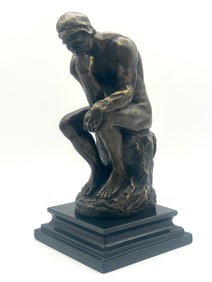 Large Signed RODIN Bronze Thinker Man Sculpture